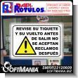 SMRR22120609: Pvc Plastic 3 Millimeters with Cut Vinyl Lettering with Text Review Your Ticket and Change Advertising Sign for Lottery Booth brand Rapirotulos Dimensions 7.9x11.8 Inches