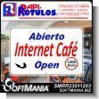 SMRR23011203: Full Color Banner with Metal Holes to Tie with Text Internet Cafe Open 400 An Hour Advertising Sign for Internet Cafe brand Rapirotulos Dimensions 98.4x63 Inches
