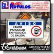 SMRR22102514: Metal Sheet of Iron with Tubular Frame and Cutting Vinyl Lettering with Text Please Park in the Exit Position Advertising Sign for Construction Company brand Rapirotulos Dimensions 15.7x7.9 Inches