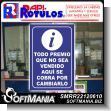 SMRR22120610: Pvc Plastic 3 Millimeters with Cut Vinyl Lettering with Text Only Prizes Sold Here are Changed Advertising Sign for Lottery Booth brand Rapirotulos Dimensions 7.9x11.8 Inches