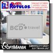 SMRR22112601: Transparent Acrylic with Reverse Lettering Double Sided with Text Bcd Travel Advertising Sign for Travel Agency brand Rapirotulos Dimensions 45.7x29.9 Inches