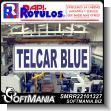 SMRR22101327: White Acrylic 3 Millimeters with Cutting Vinyl Lettering with Text Telcar Blue Advertising Sign for Industrial Factory of Plastic Products brand Rapirotulos Dimensions 23.6x7.9 Inches