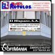 SMRR22102707: Metal Sheet of Iron with Tubular Frame and Cut Vinyl Lettering with Text el Hispano Gun Shop Advertising Sign for Gun Shop brand Rapirotulos Dimensions 8.9x4.9 Foot