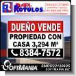 SMRR22120605: Pvc Plastic 3 Millimeters with Cut Vinyl Lettering with Text Property for Sale with House Advertising Sign for Real Estate brand Rapirotulos Dimensions 23.6x15.7 Inches