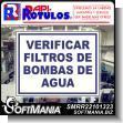 SMRR22101323: White Acrylic 3 Millimeters with Cutting Vinyl Lettering with Text Check Water Pump Filters Advertising Sign for Industrial Factory of Plastic Products brand Rapirotulos Dimensions 35.4x27.6 Inches