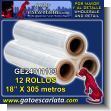 GE24011103: Rollo de Plastico para Paletizar de 18 Pulgadas de Ancho (305 Metros Aproximadamente) - Docena al por Mayor