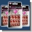 DECORATED PLASTIC NAILS WITH GLUE - BOX OF 12 DESIGNER NAILS