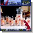 GE20110608: Juego de Pichel y 6 Vasos Floreados de Vidrio