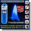 TTGAS23020601: Recarga para Cilindro de Antorchas Manuales de Gas Tipo 14.1 Oz