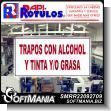 SMRR22092709: Thermal Labels on Storage of Rags with Alcohol and Ink Advertising Sign for Industrial Factory of Plastic Products brand Rapirotulos Dimensions 11.8x5.9 Inches