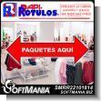SMRR22101814: Premade PVC 3 Millimeters with Text Packages Here with the Shape of a Double Arrow Advertising Sign for Clothing Store brand Rapirotulos Dimensions 35.4x11.8 Inches