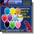 GLOBOS DE HULE MIXTOS NUMERO 9 - PAQUETE DE 100 UNIDADES
