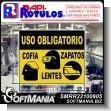 SMRR22100905: Floor Graphic Adhesive with Text Mandatory Use of Cap, Shoes and Glasses Advertising Sign for Industrial Factory of Plastic Products brand Rapirotulos Dimensions 11x9.1 Inches