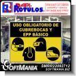 SMRR22092712: Floor Graphic Adhesive on the Use of Protective Equipment Advertising Sign for Industrial Factory of Plastic Products brand Rapirotulos Dimensions 11x8.7 Inches