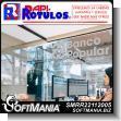 SMRR22112005: Sandblasted Vinyl Adhesive for Glass Window with Text Popular Bank Advertising Sign for Banking Entity brand Rapirotulos Dimensions 39.4x15.7 Inches