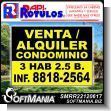 SMRR22120617: Corrugated Plastic with Metal Holes Cut Vinyl Lettering with Text Condominium for Sale or Rent Advertising Sign for Real Estate brand Rapirotulos Dimensions 21.7x15.7 Inches