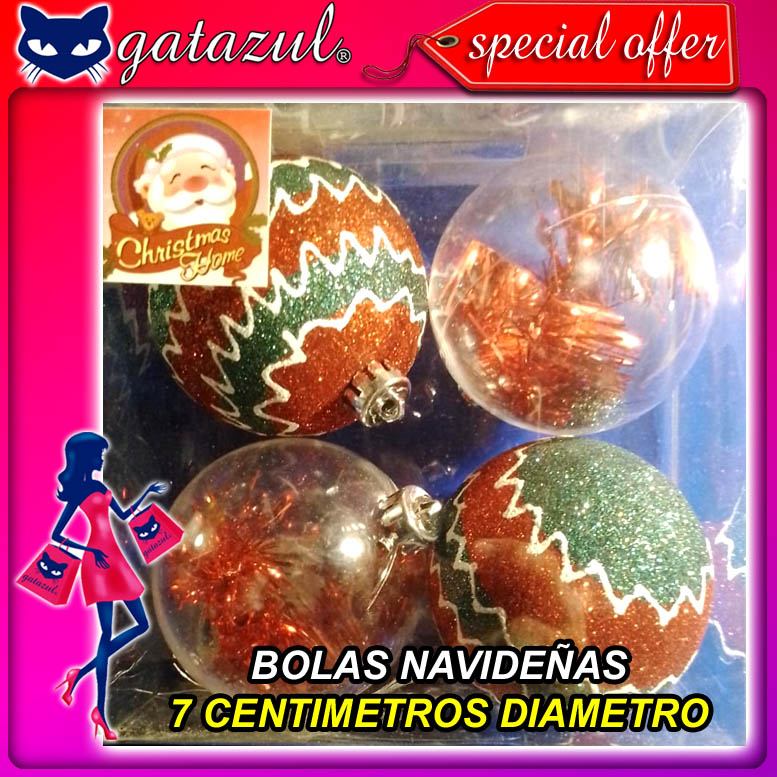 Lee el articulo completo DECORACION DE NAVIDAD: bolas decorativas 7 centimetros - Estilo 04 - 4 unidades