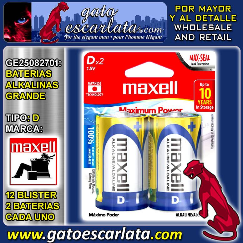 Read full article ALKALINE LARGE D TYPE BATTERIES BRAND MAXELL - 12 BLISTER OF 2 BATTERIES EACH